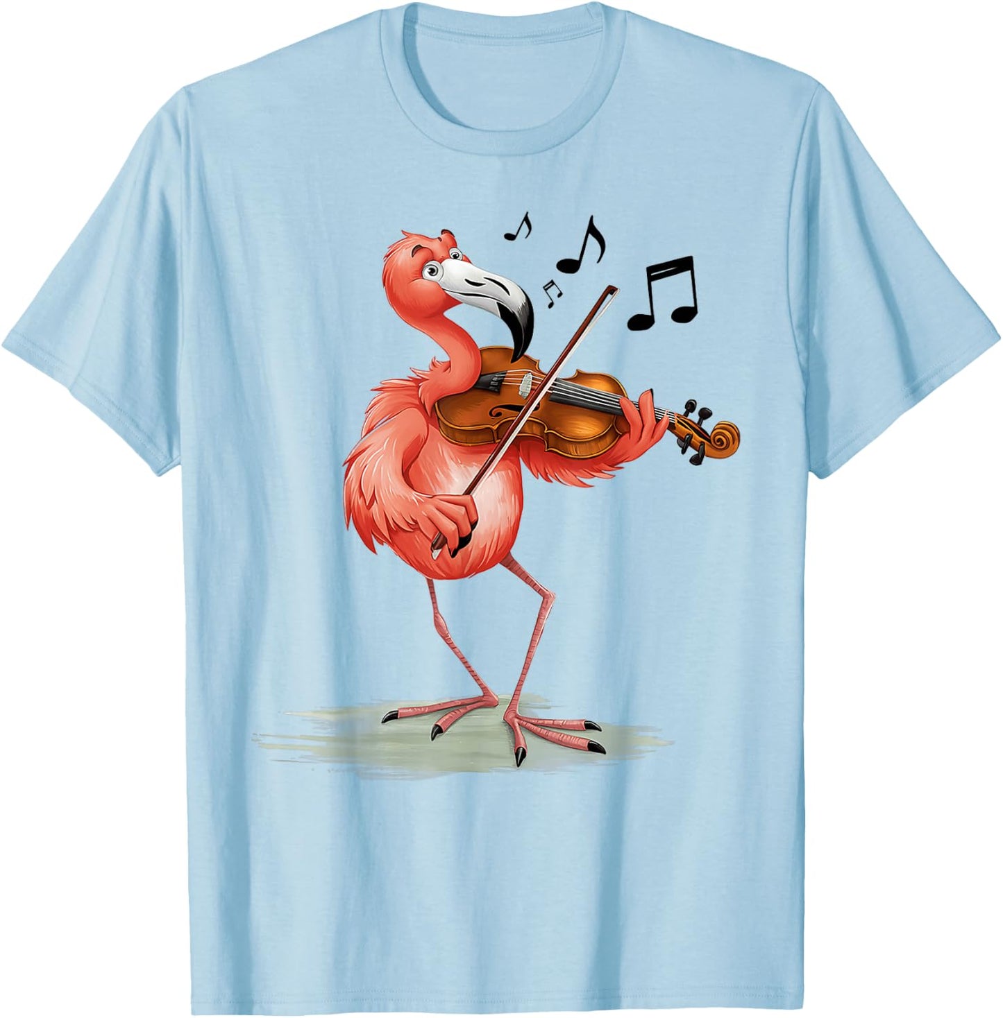 Funny Musician Violinist Cute Flamingo Playing Violin T-Shirt - T-Shirt | Light Blue