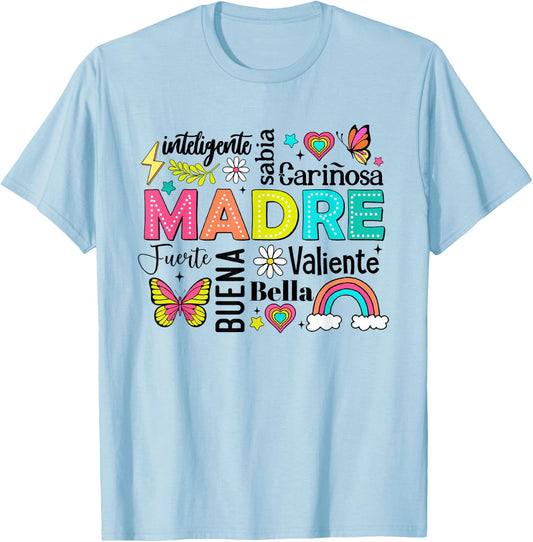 Retro Madre Ella Es Mamá Spanish Blessed Mom Mother's Day T-Shirt - T-Shirt | Light Blue