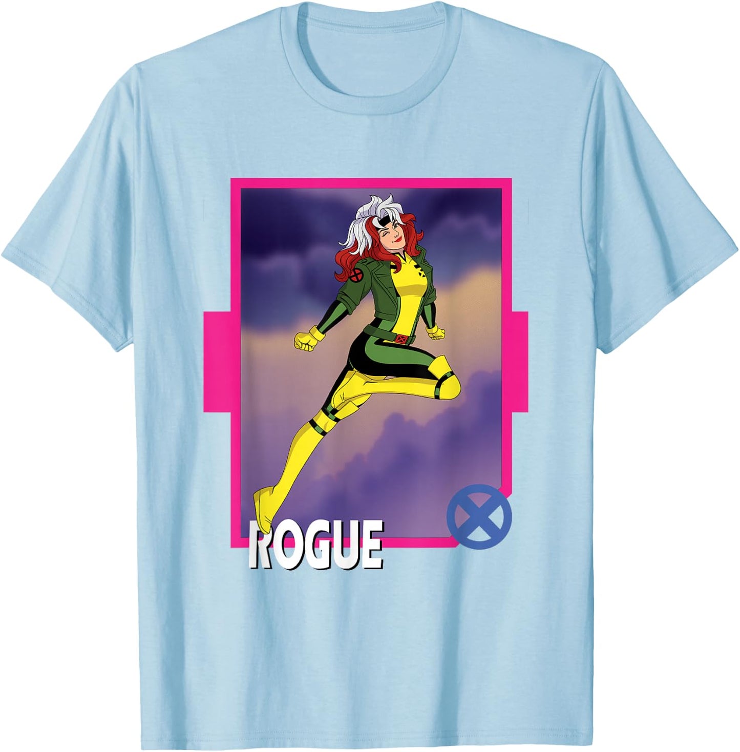 Marvel X-Men '97 Classic Rogue Vintage Super Hero Card T-Shirt - T-Shirt | Light Blue