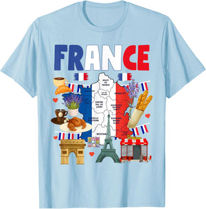 France Flag Outfit Idea For Kids French Flag & Lavender T-Shirt - T-Shirt | Light Blue