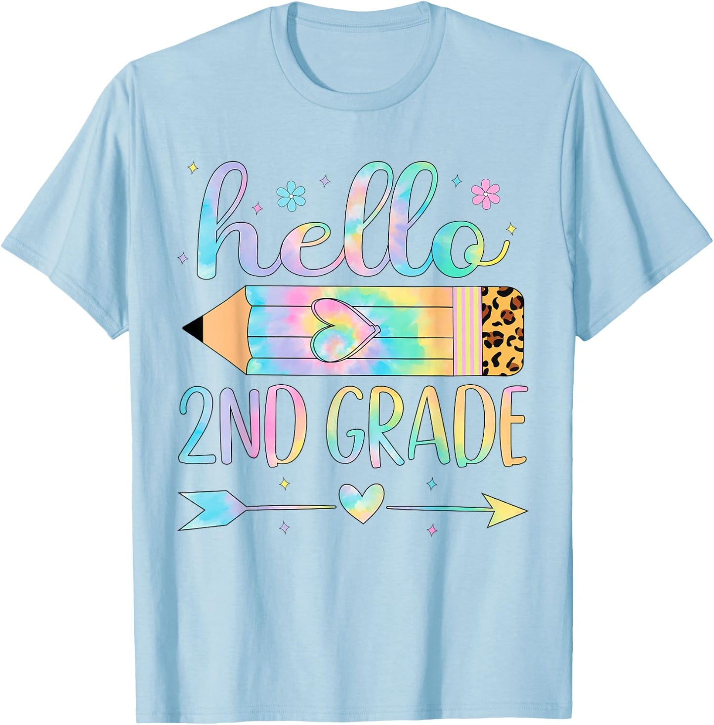 Tie Dye 2nd Grade Back To School Hello Second Grade Teacher T-Shirt - T-Shirt | Light Blue