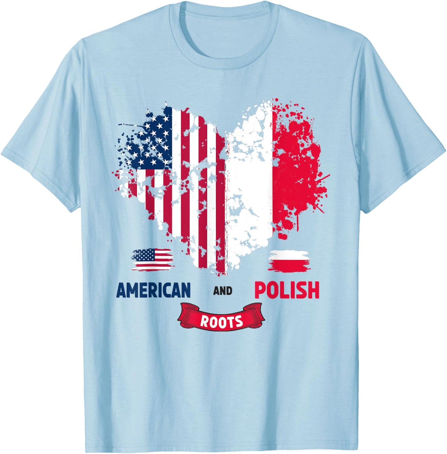 Polish American Flag Ideas For Kids Poland Flag Heart T-Shirt - T-Shirt | Light Blue