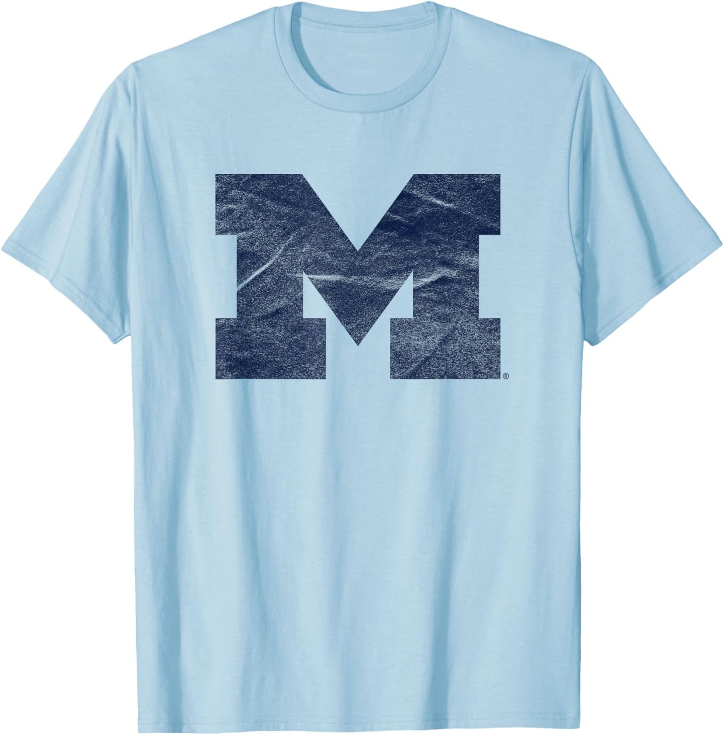 University of Michigan Wolverines U of M Distressed Primary T-Shirt - T-Shirt | Light Blue