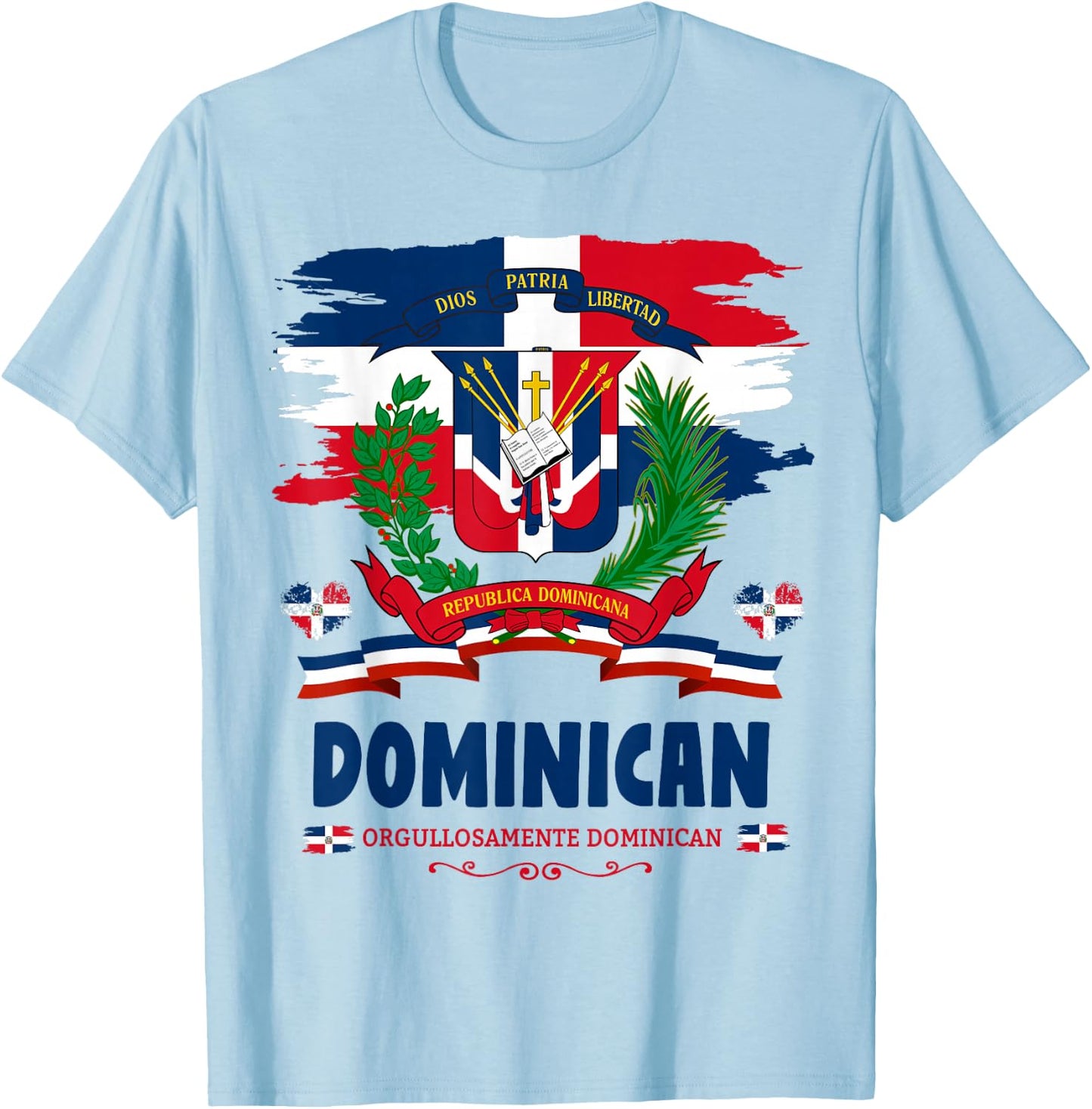 Coat of Arms Republica Dominicana For Kids & Dominican Flag T-Shirt - T-Shirt | Light Blue