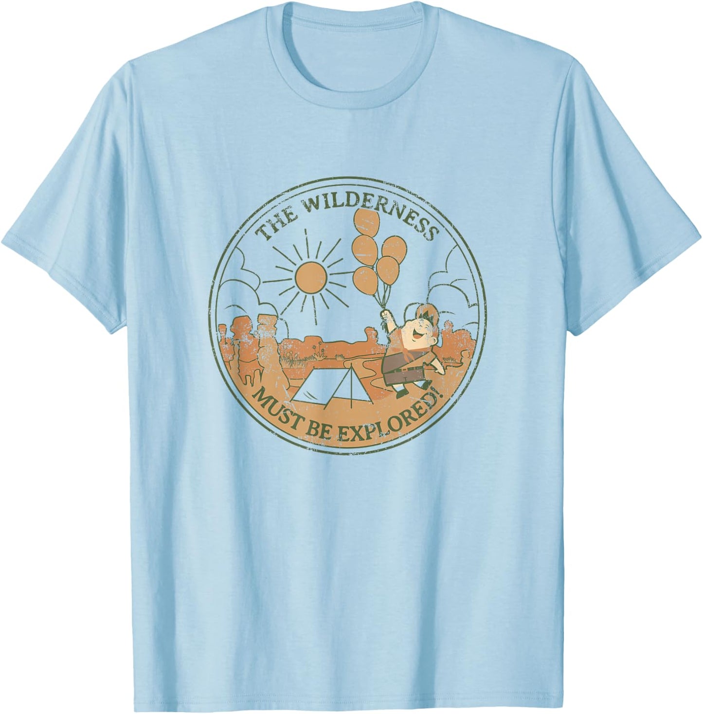 Disney Pixar Up The Wilderness Must Be Explored Distressed T-Shirt - T-Shirt | Light Blue