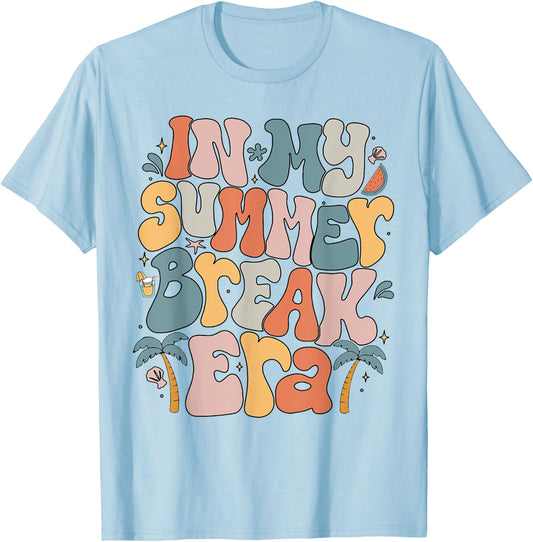 In My Summer Break Era Teacher Summer Break Vacation Groovy Women Kids T-Shirt - T-Shirt | Light Blue