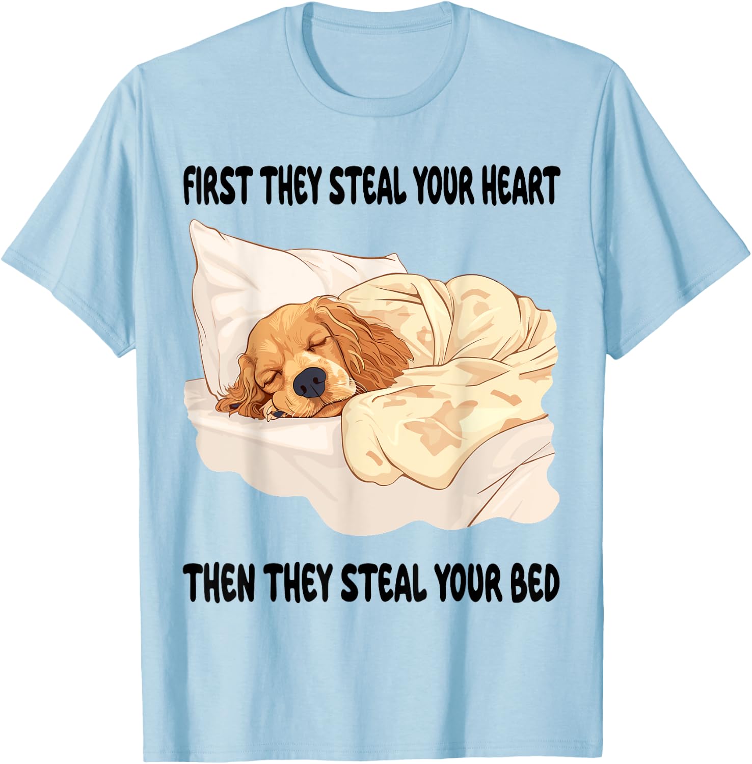 Cocker Spaniel Sleeping Pajamas Nightgown T-Shirt - T-Shirt | Light Blue