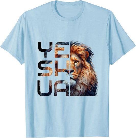 Christian Religious Jesus The Lion Of Judah Yeshua Bible T-Shirt - T-Shirt | Light Blue