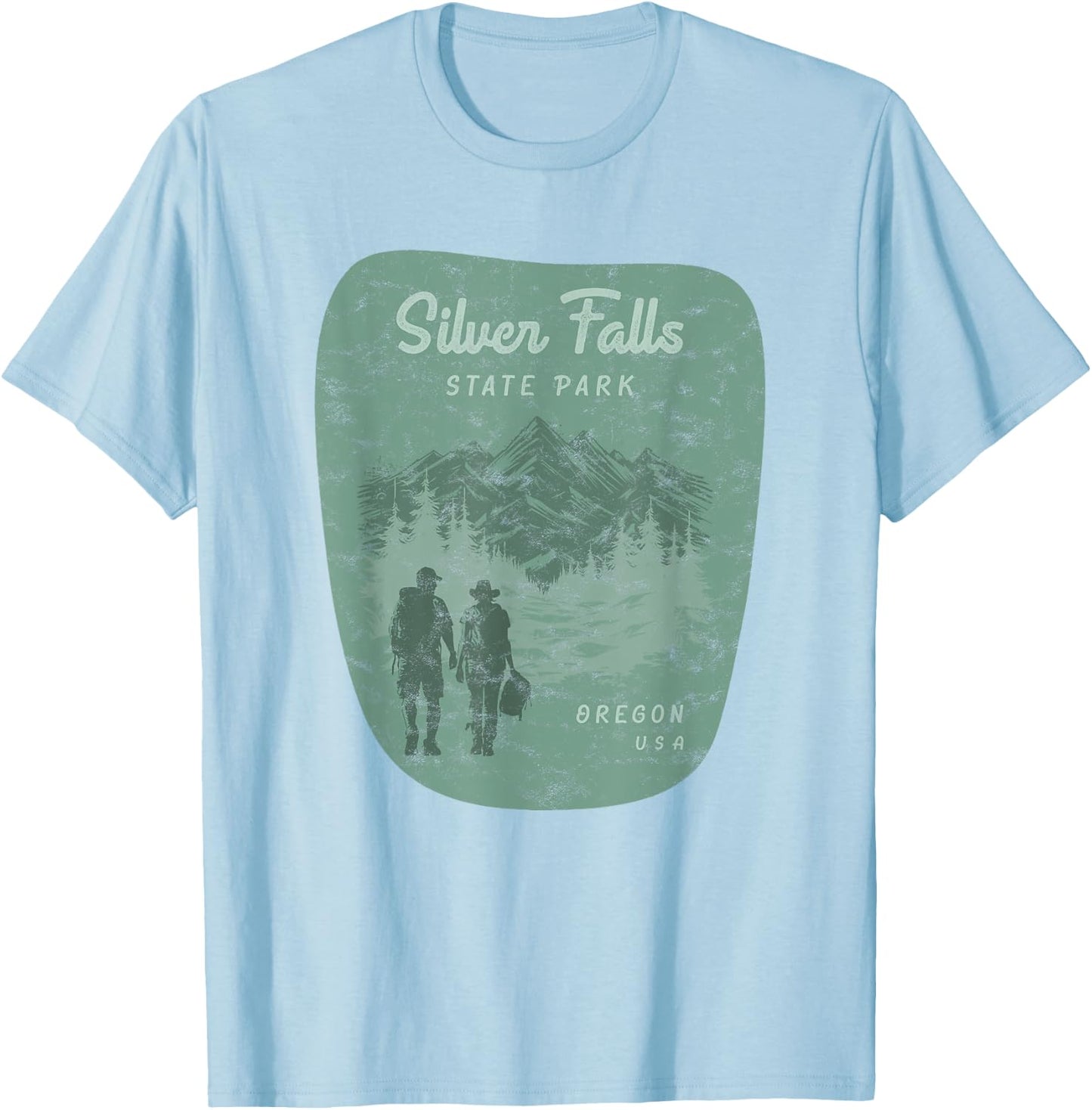 Silver Falls State Park Oregon Hiking Retro Vintage T-Shirt - T-Shirt | Light Blue