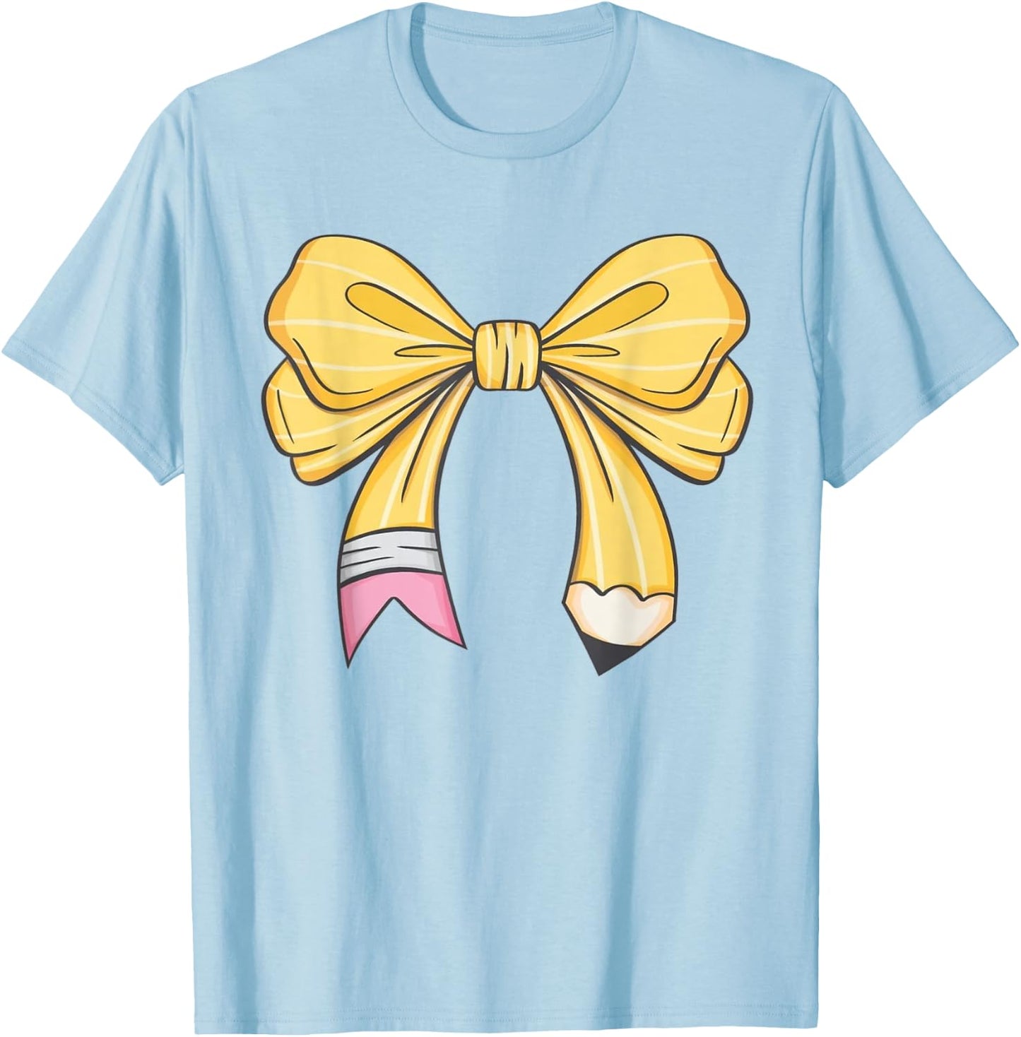 Coquette Pencil Bow Teacher Back To School Men Women T-Shirt - T-Shirt | Light Blue