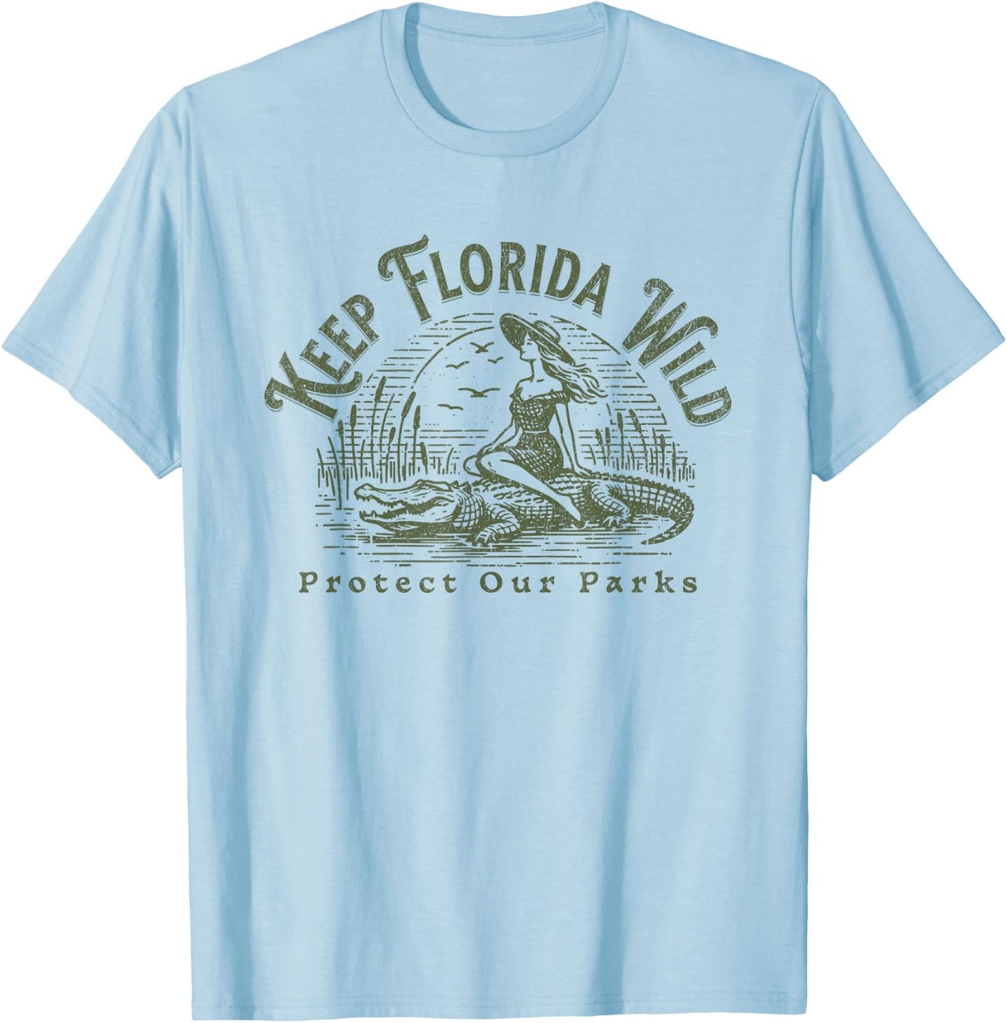 Florida Wildlife Parks Keep Florida Wild Alligator T-Shirt - T-Shirt | Light Blue