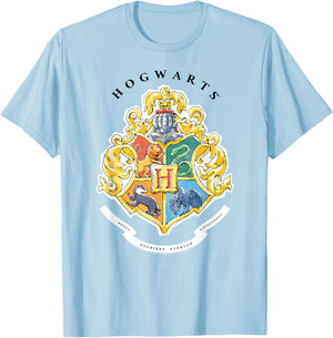 Harry Potter Hogwarts Crest in Watercolours T-Shirt - T-Shirt | Light Blue