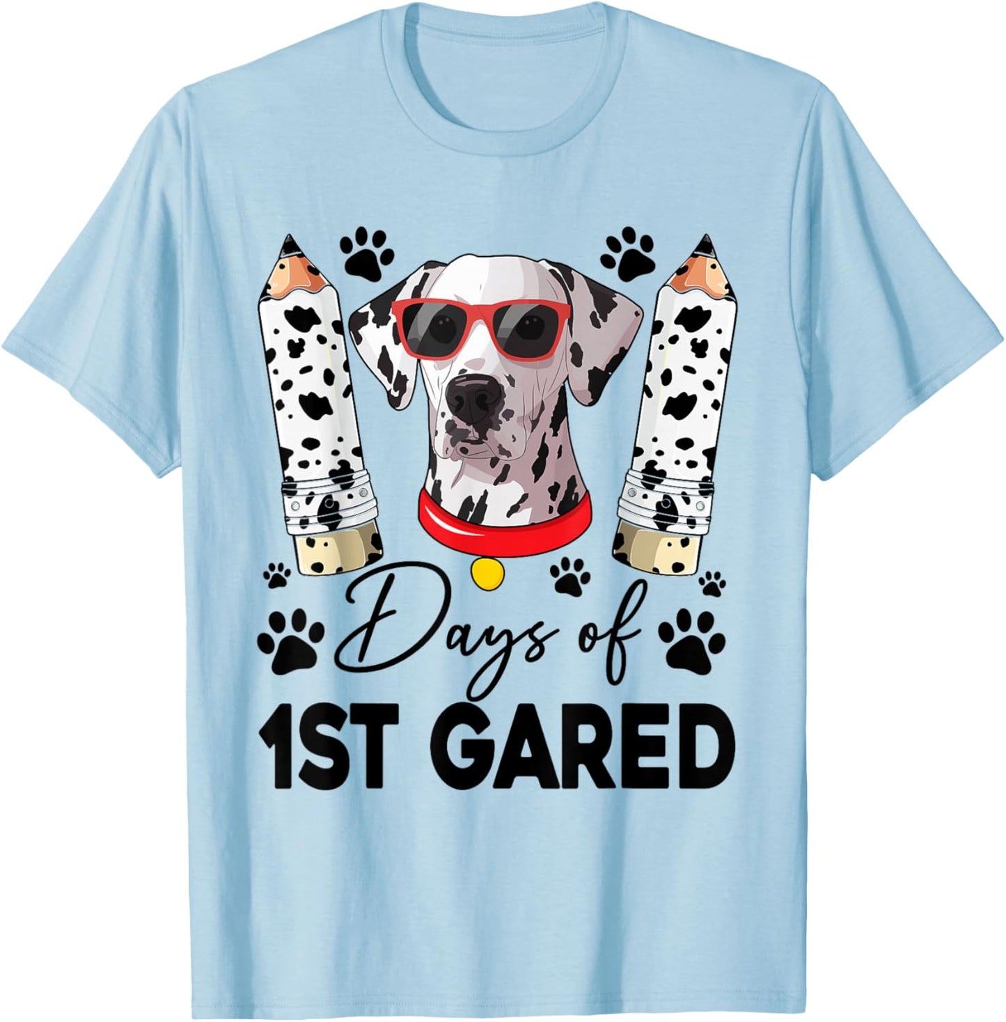 100 Day Of 1st Grade 100 Days Smarter Teacher Dalmatian Dog Women Kids T-Shirt - T-Shirt | Light Blue