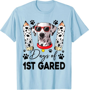 100 Day Of 1st Grade 100 Days Smarter Teacher Dalmatian Dog Women Kids T-Shirt - T-Shirt | Light Blue
