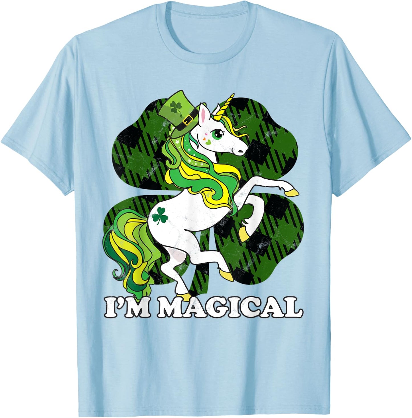 Unicorn Plaid St Patricks Day Magical Lepricorn Girl Women T-Shirt - T-Shirt | Light Blue