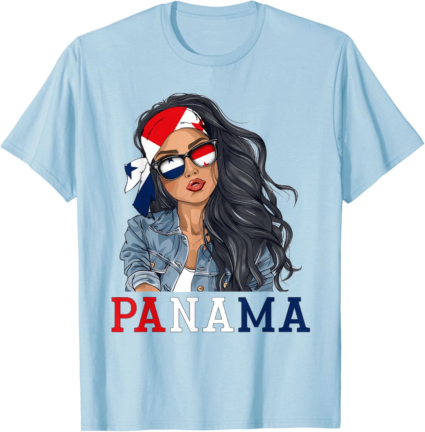 Panamanian Woman Products Flag Uniform Heritage Panama T-Shirt - T-Shirt | Light Blue