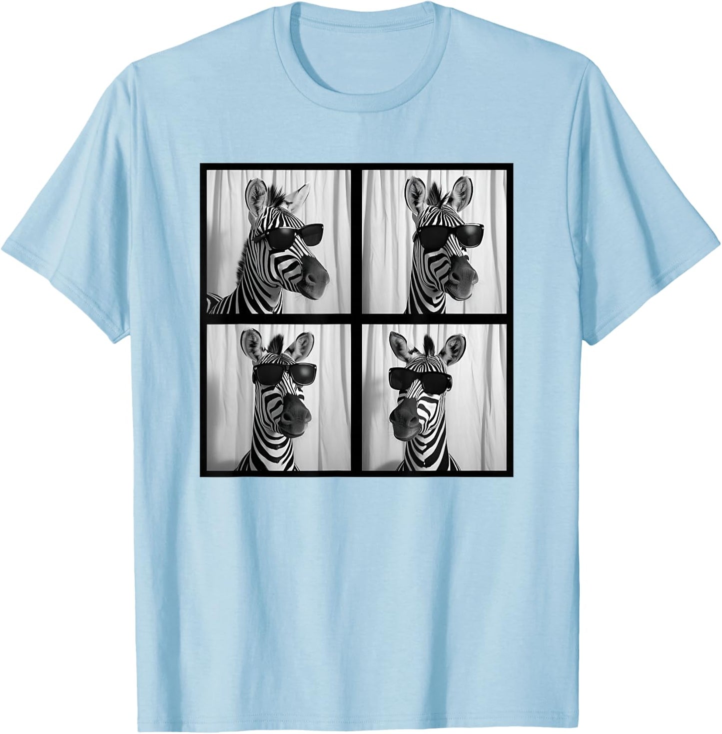 Zebra With Sunglasses Zoo Lover Funny Safari Animal Photo T-Shirt - T-Shirt | Light Blue