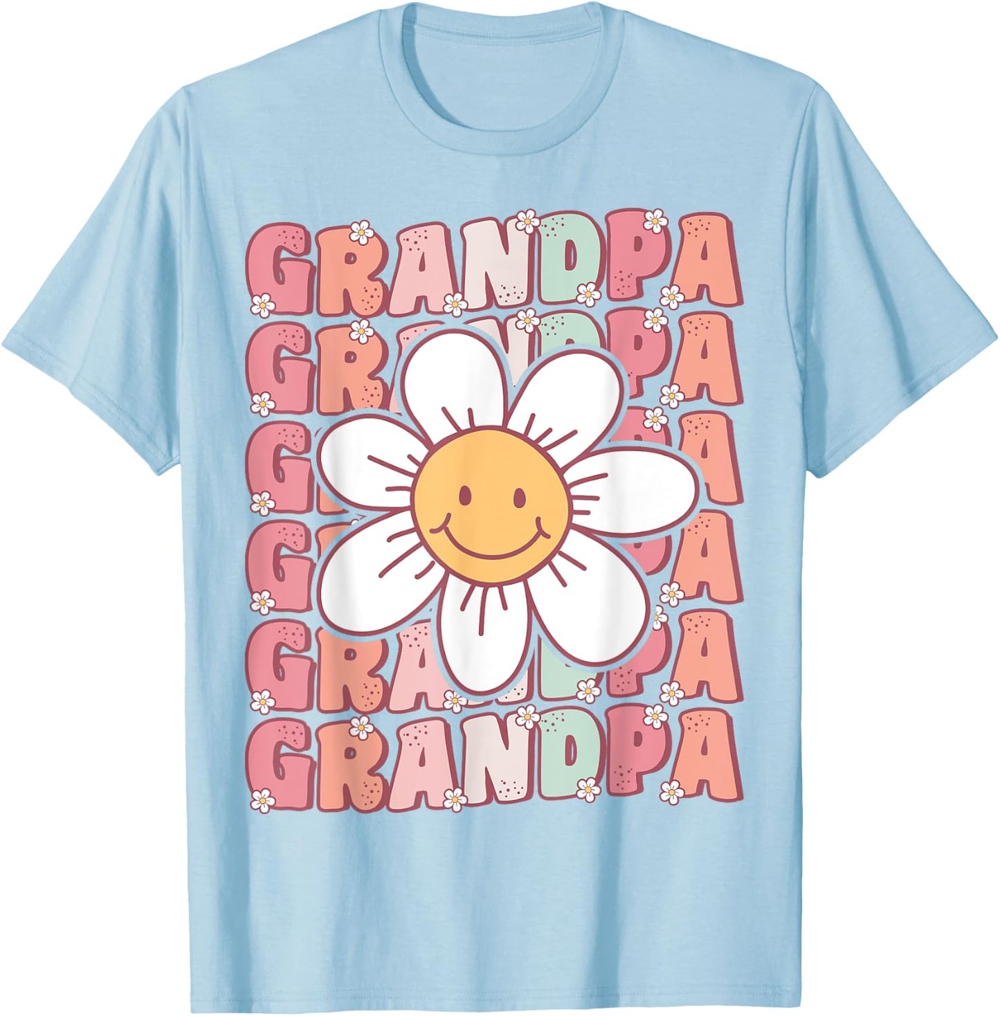 Groovy Grandpa Matching Family Birthday Party Daisy Flower T-Shirt - T-Shirt | Light Blue