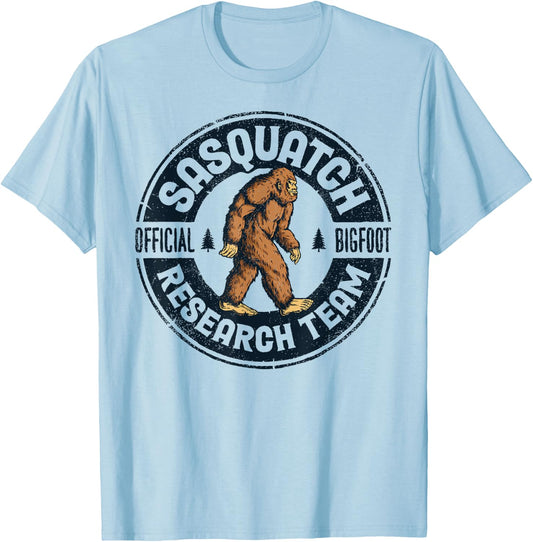 Bigfoot Research Team Retro Vintage Sasquatch Men Women T-Shirt - T-Shirt | Light Blue
