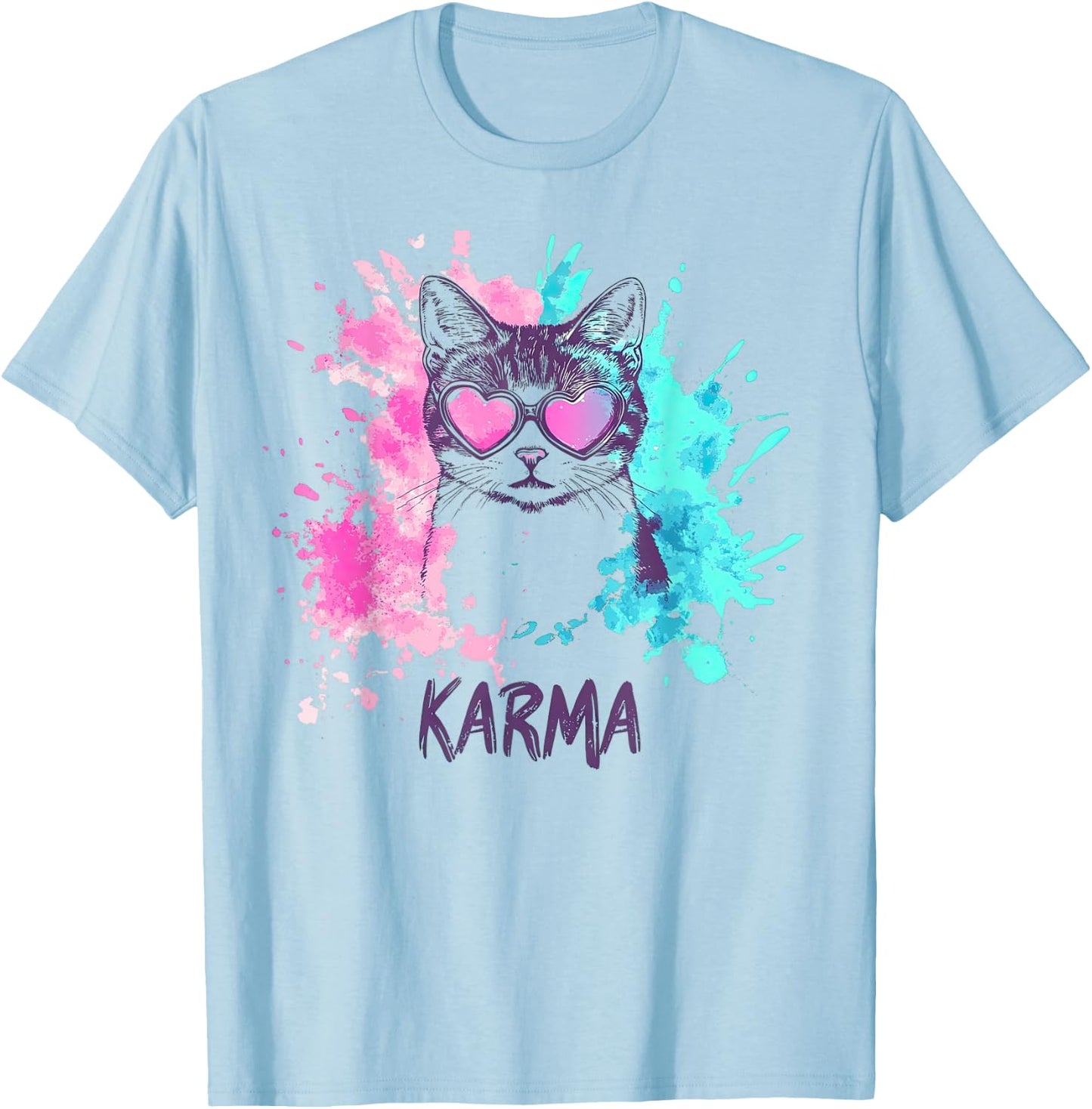Vintage Cat Karma lovers For Teens Girls Women Men T-Shirt - T-Shirt | Light Blue