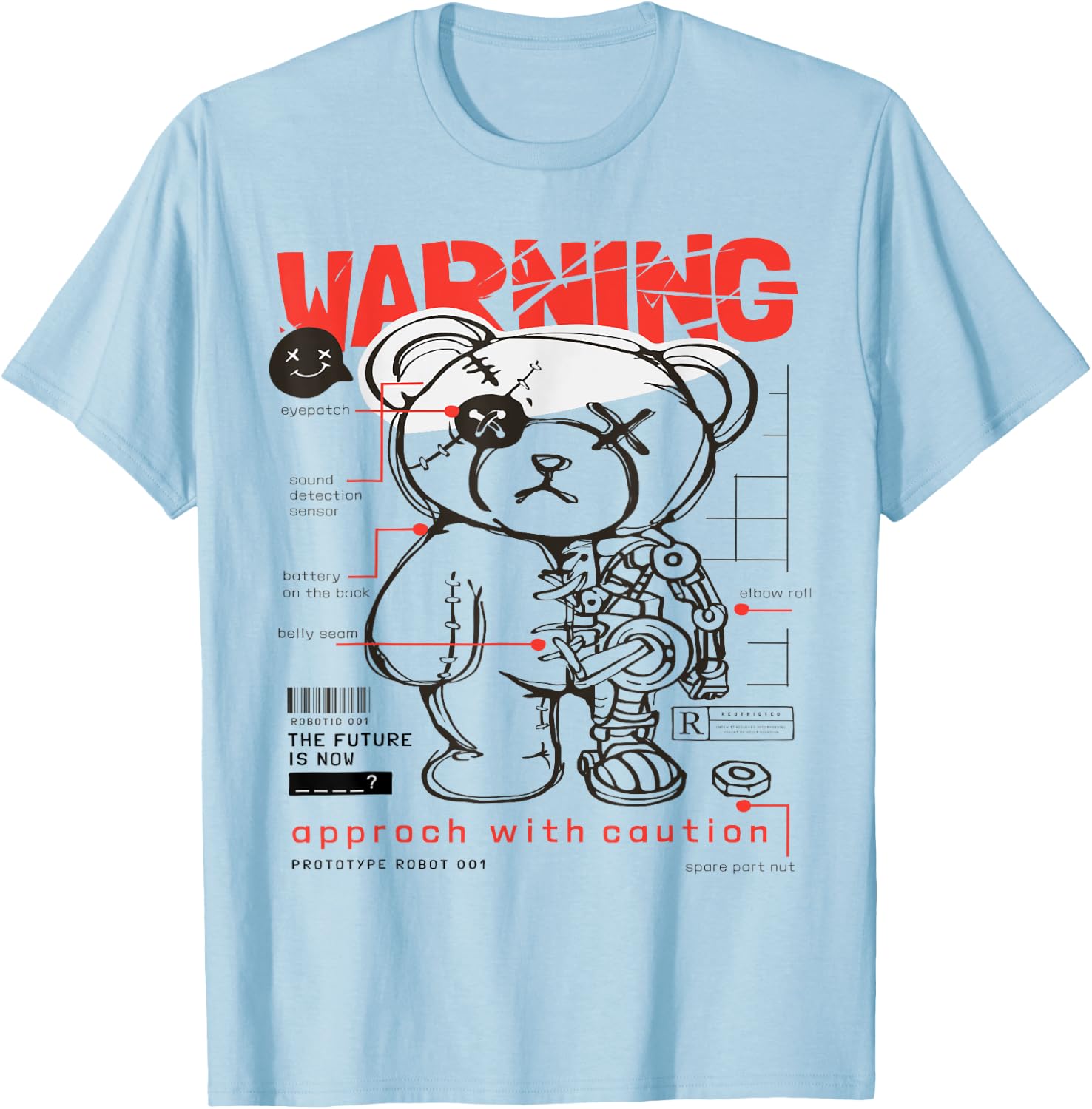 Prototype Robot Teddy Bear Funny T-Shirt - T-Shirt | Light Blue