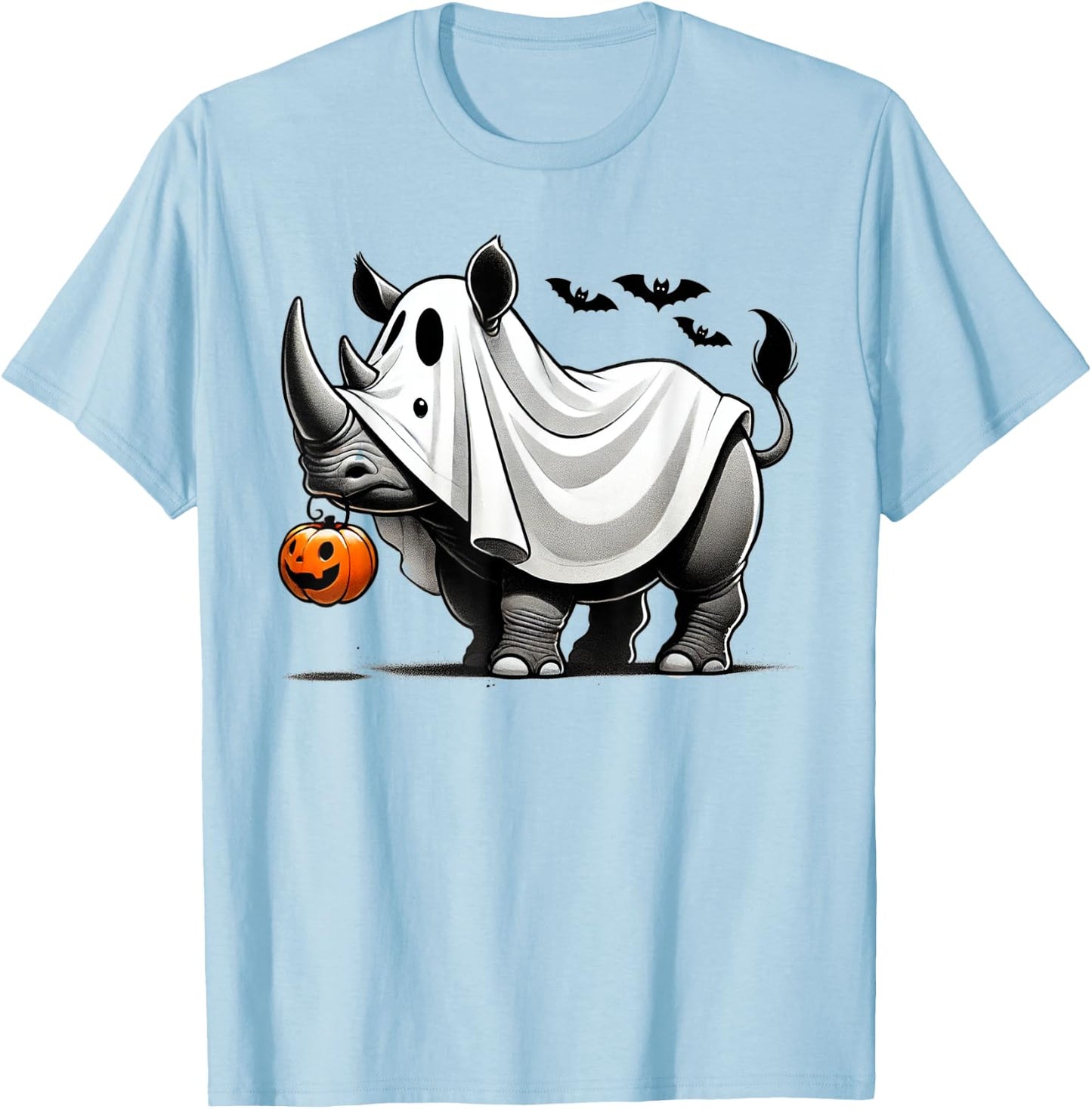Funny Rhino Ghost Halloween Costume Rhinoceros Jackolantern T-Shirt - T-Shirt | Light Blue