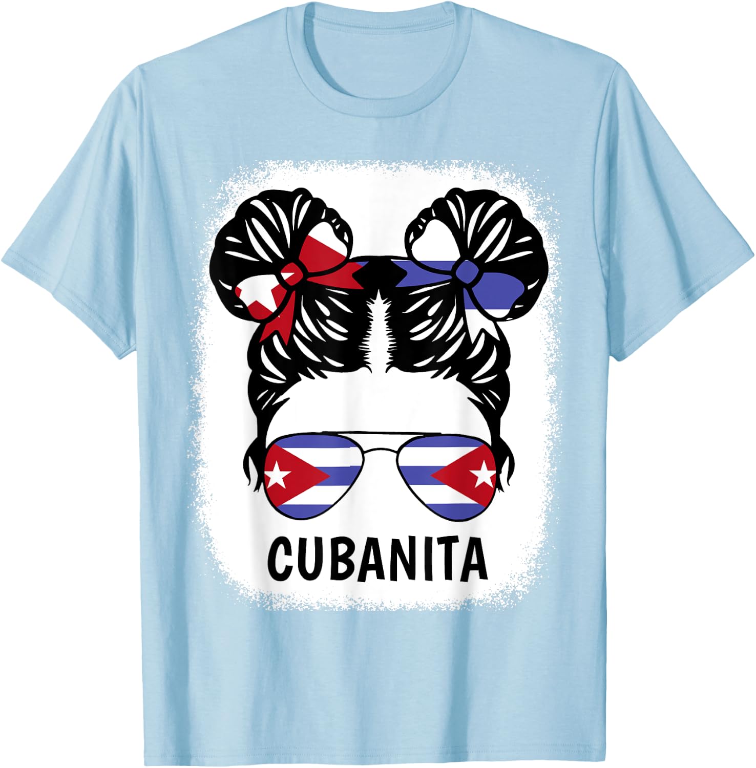 Cubanita Shirt Girl Cuba Flag Cuban Women Hispanic Heritage T-Shirt - T-Shirt | Light Blue