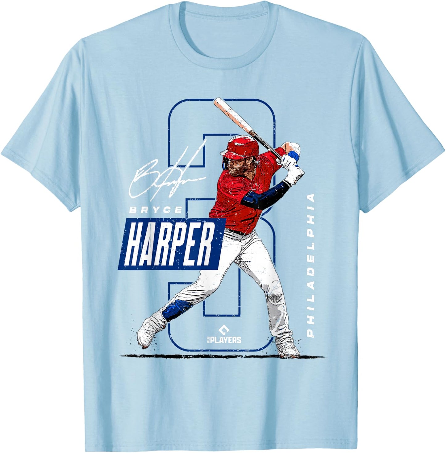 Bryce Harper | Philadelphia MLB Players | MLBHARP3004 T-Shirt - T-Shirt | Light Blue