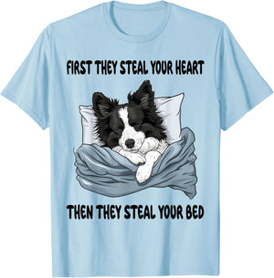 Border Collie Sleeping Pajamas Nightgown T-Shirt - T-Shirt | Light Blue