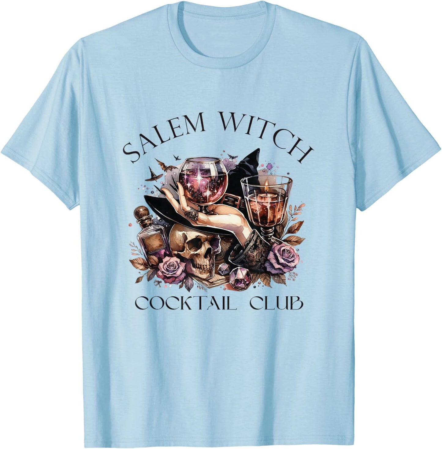 Salem Witch Cocktail Club Halloween Party Costume T-Shirt - T-Shirt | Light Blue