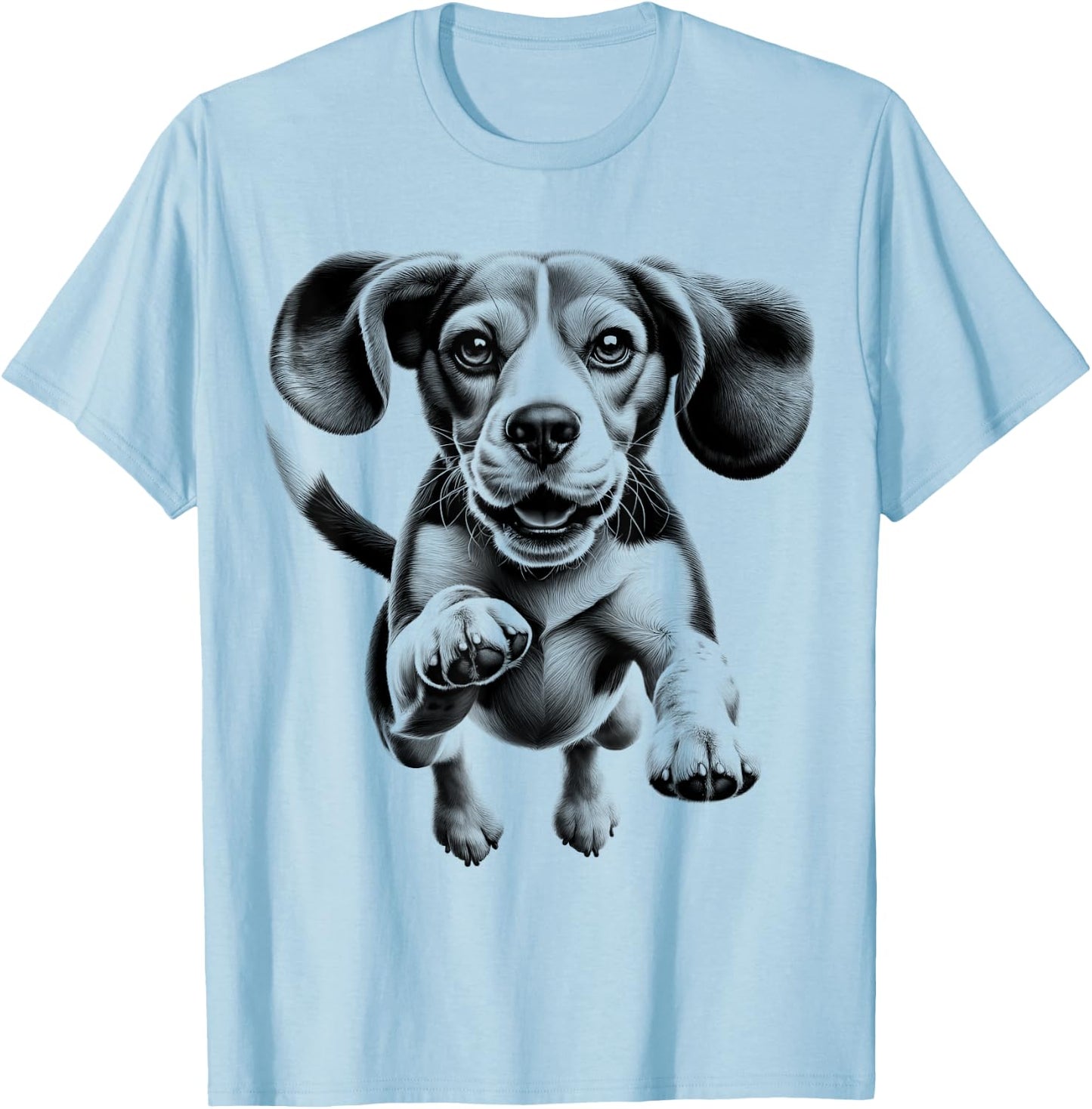 Cute Beagle Dog in Jump T-Shirt - T-Shirt | Light Blue