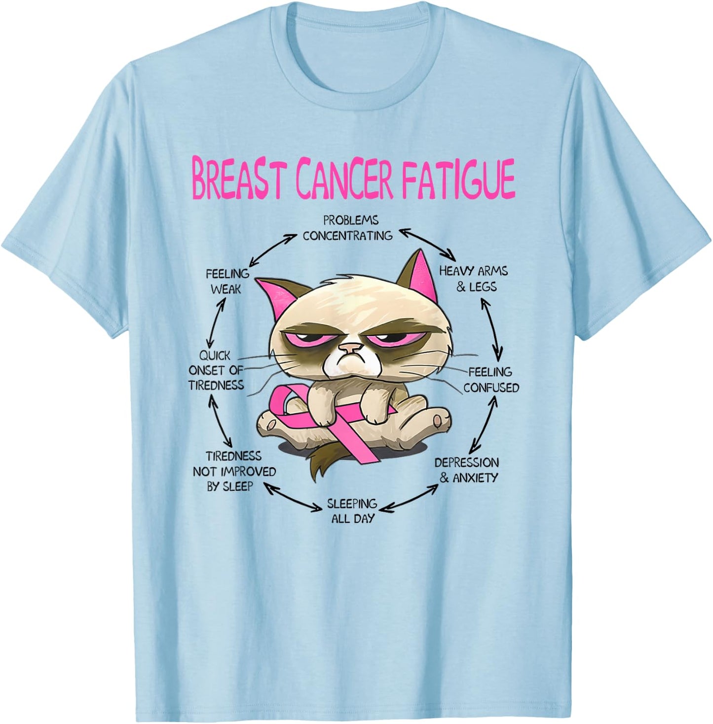 Breast cancer fatigue cat Women T-Shirt - T-Shirt | Light Blue