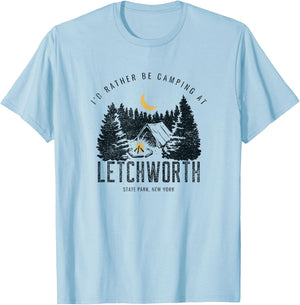 Letchworth State Park New York Rather Be Camping Outdoors T-Shirt - T-Shirt | Light Blue