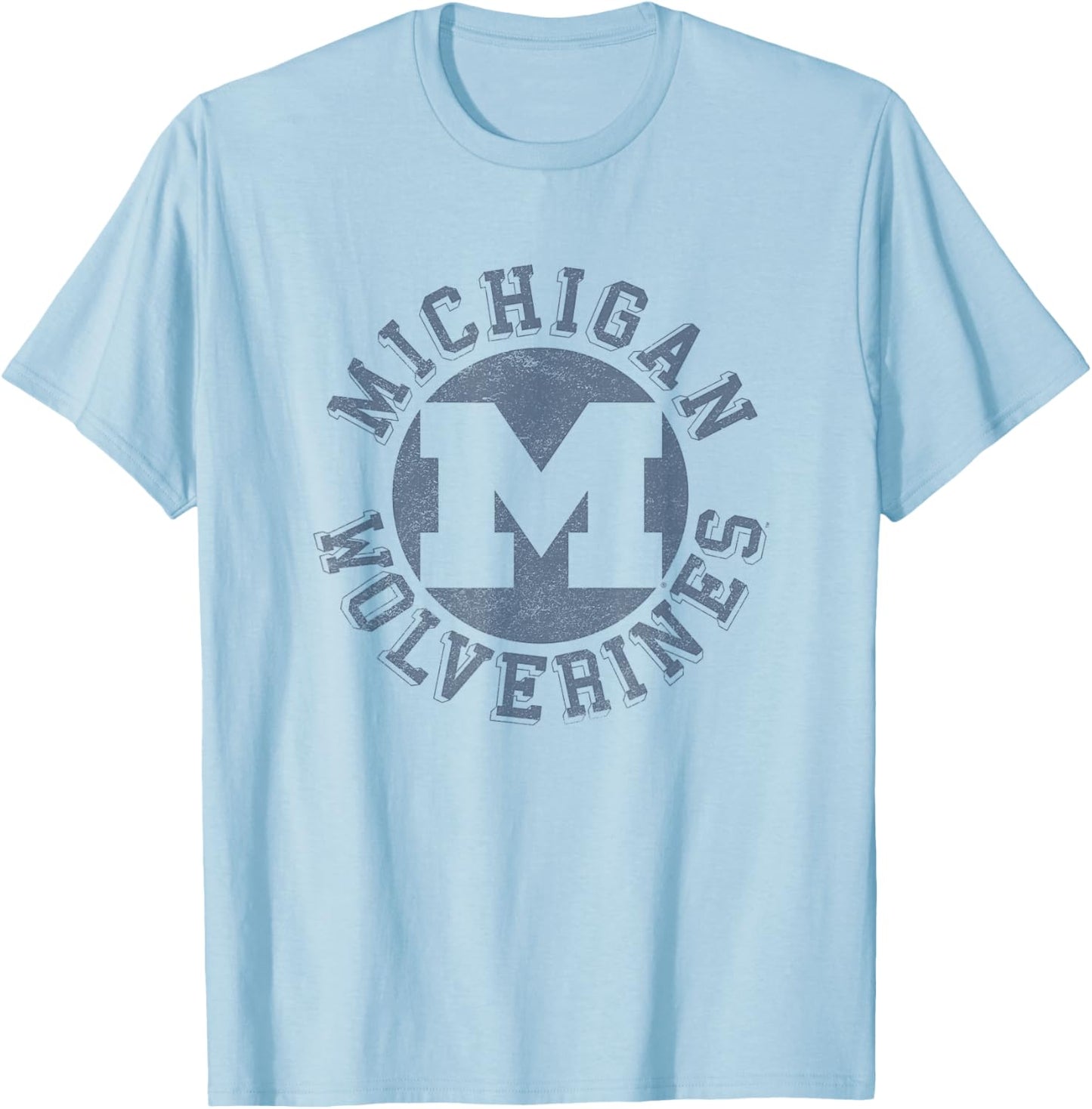 University of Michigan Wolverines U of M Classic Retro Stamp T-Shirt - T-Shirt | Light Blue