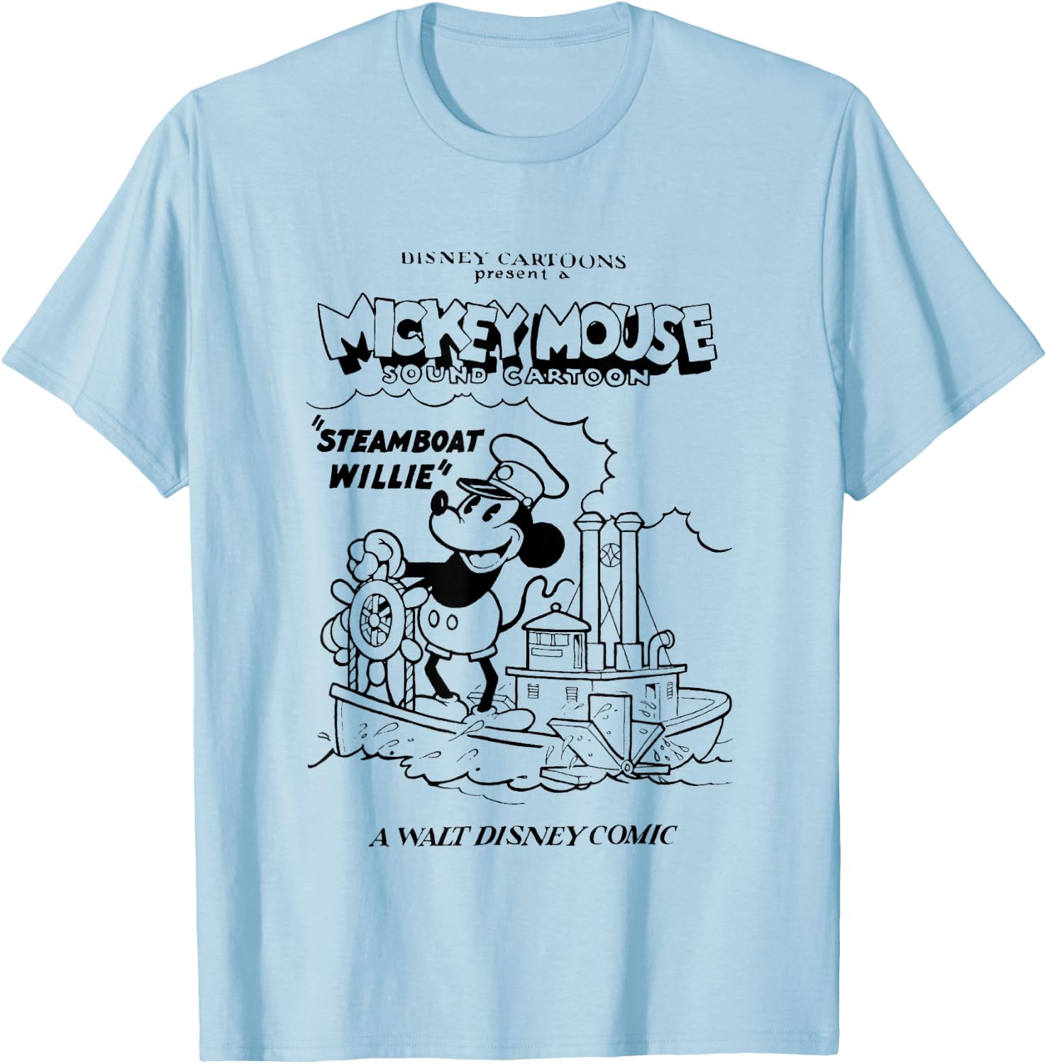 Disney Steamboat Willie A Walt Disney Comic Vintage Poster T-Shirt - T-Shirt | Light Blue