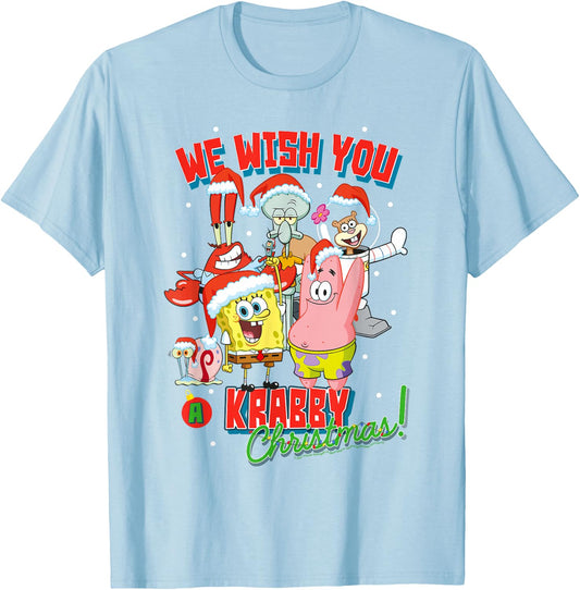 SpongeBob SquarePants Crabby Christmas T-Shirt - T-Shirt | Light Blue