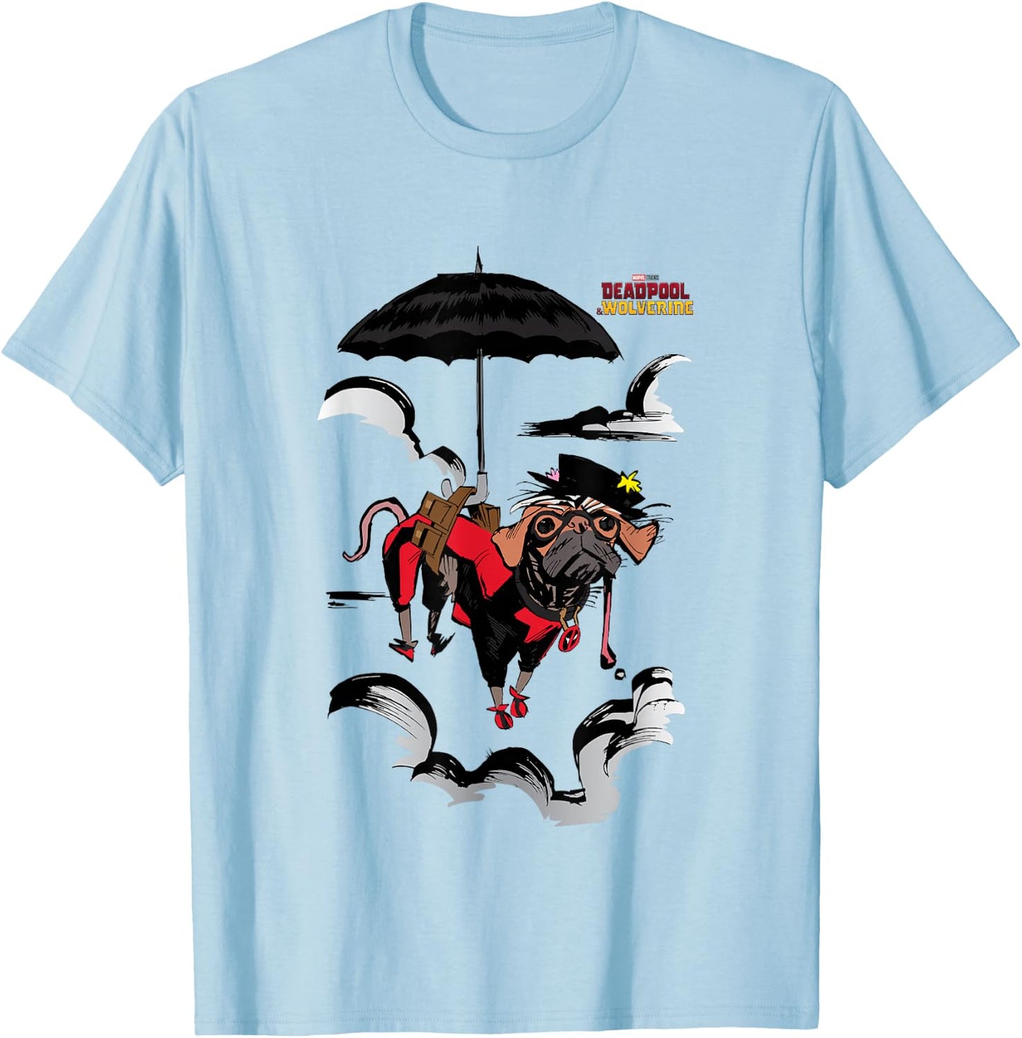 Marvel Deadpool & Wolverine Dogpool To The Cloudy Rescue T-Shirt - T-Shirt | Light Blue