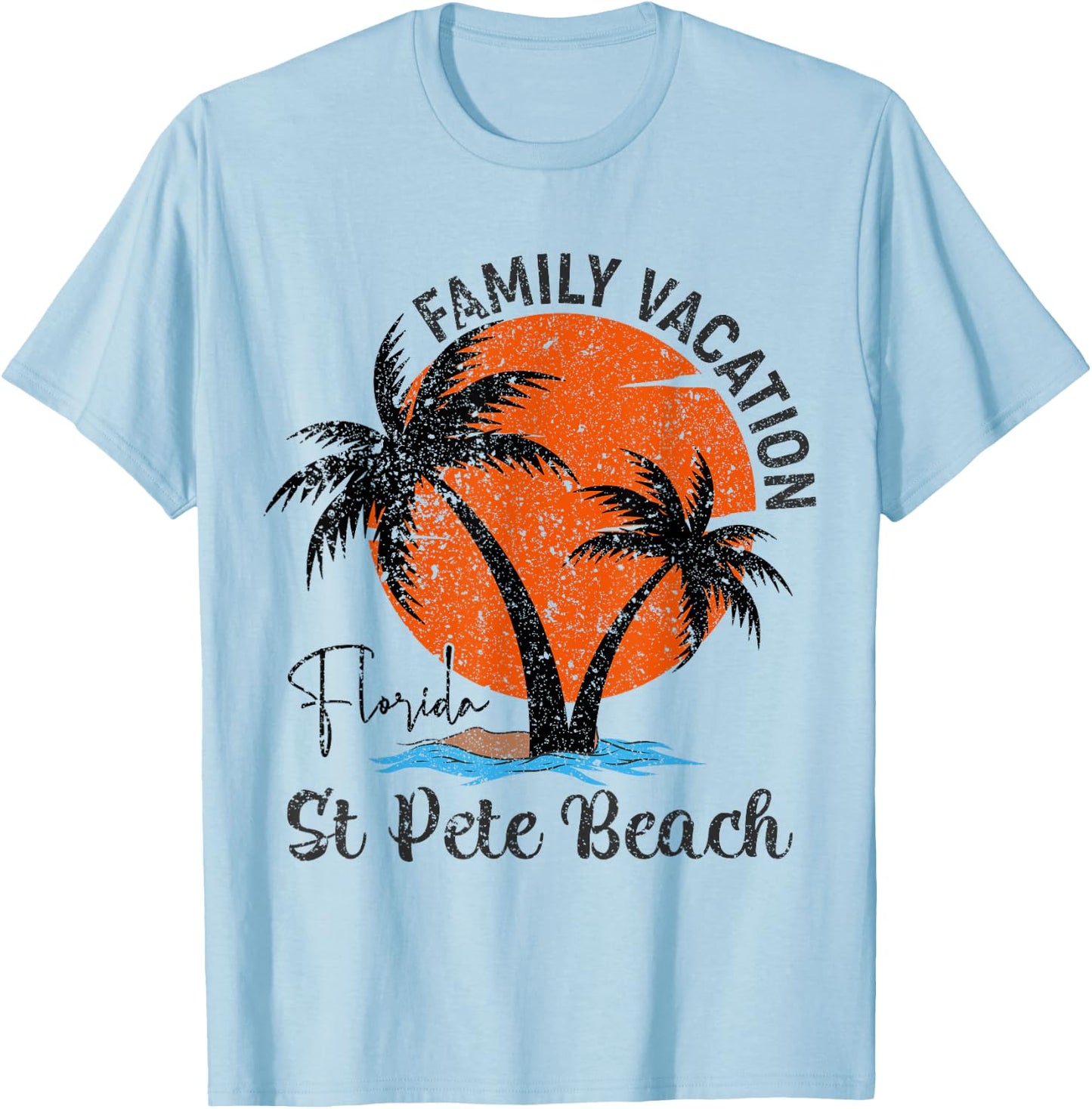Vintage St Pete Florida Beach Palm Tree Family Vacation Men Women Kids T-Shirt - T-Shirt | Light Blue