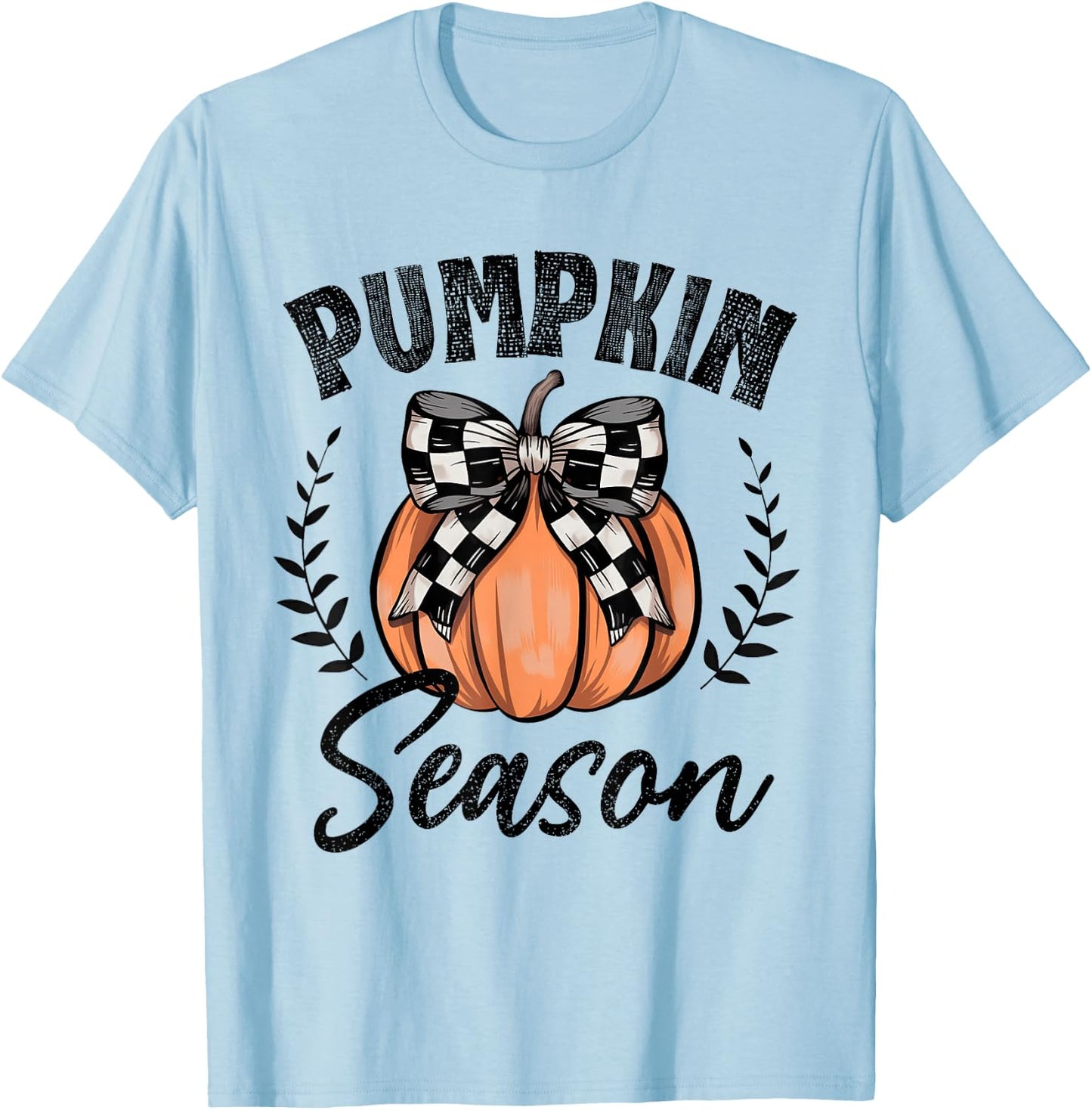 Pumpkin Season Coquette Bow Fall Halloween Costume Spooky T-Shirt - T-Shirt | Light Blue
