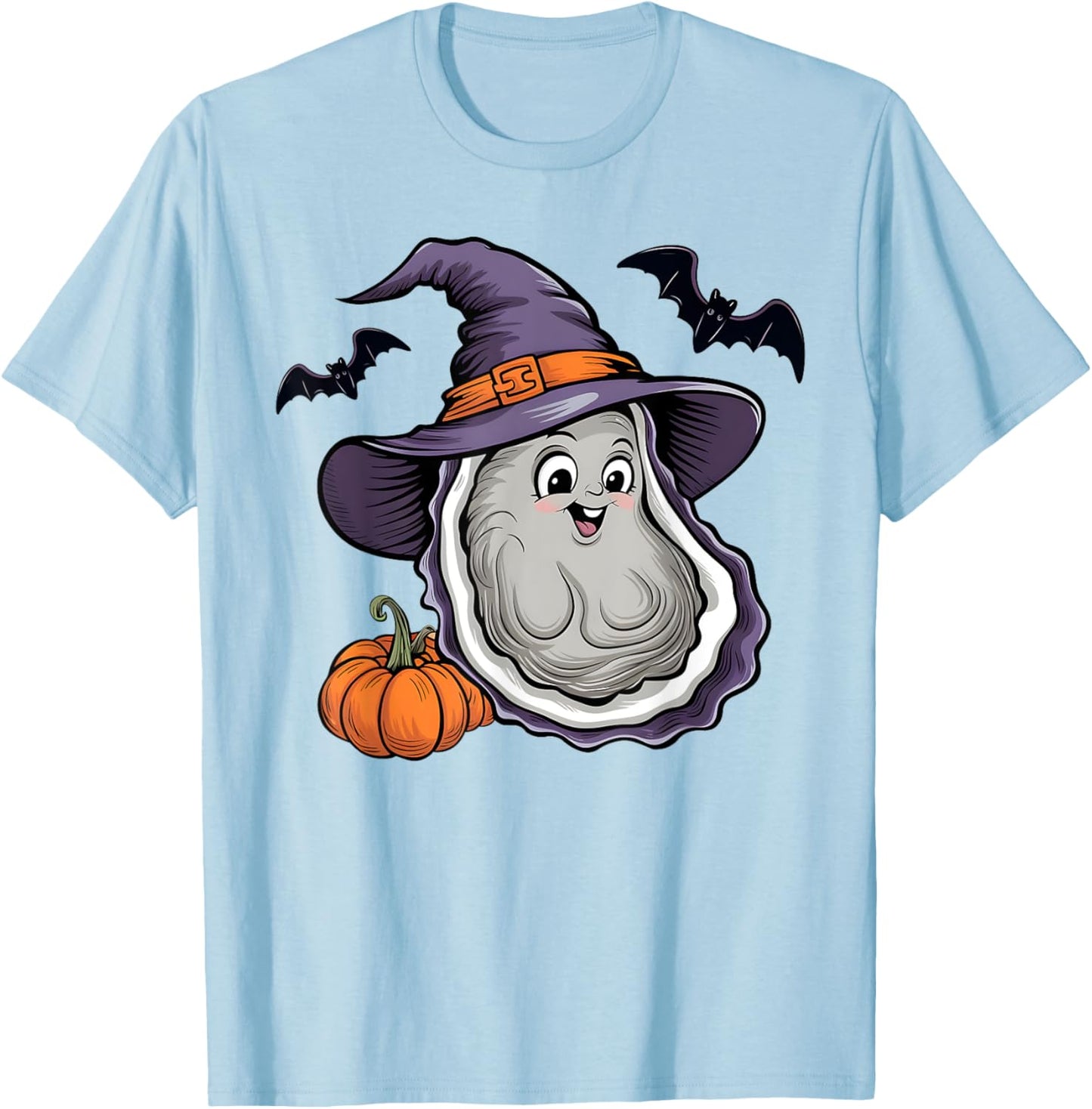 Funny Pumpkin Bat Witch Costume Oyster Halloween T-Shirt - T-Shirt | Light Blue