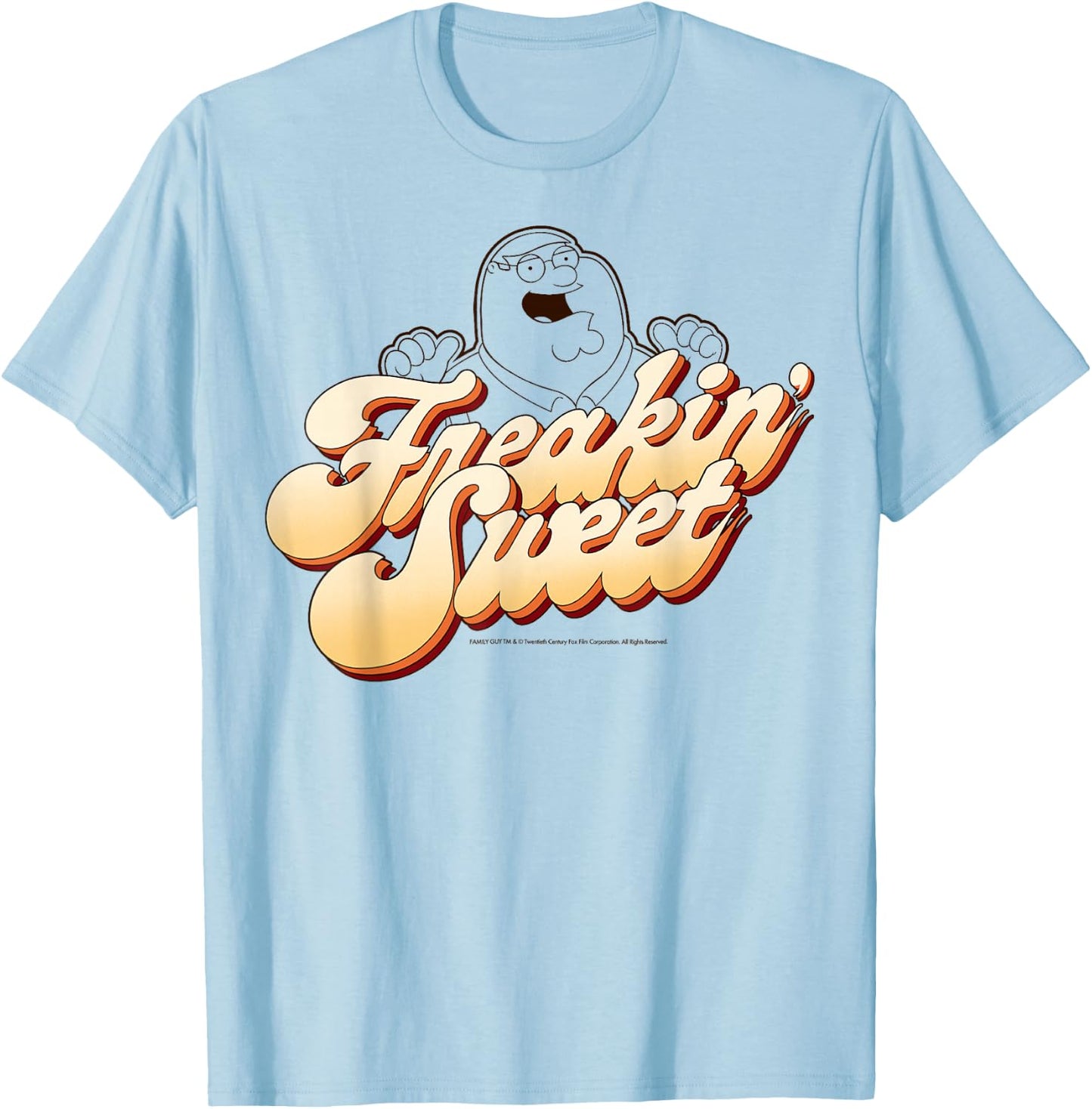Family Guy Peter Griffin Freakin' Sweet Retro Chest Logo T-Shirt - T-Shirt | Light Blue