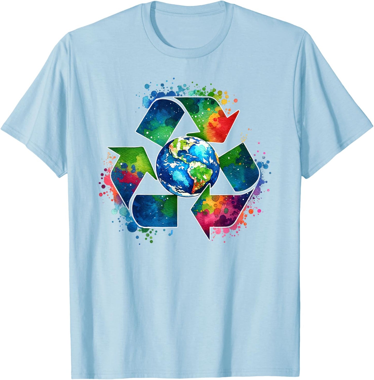 Recycle Symbol with Earth Supporting Earth Day Every Day T-Shirt - T-Shirt | Light Blue