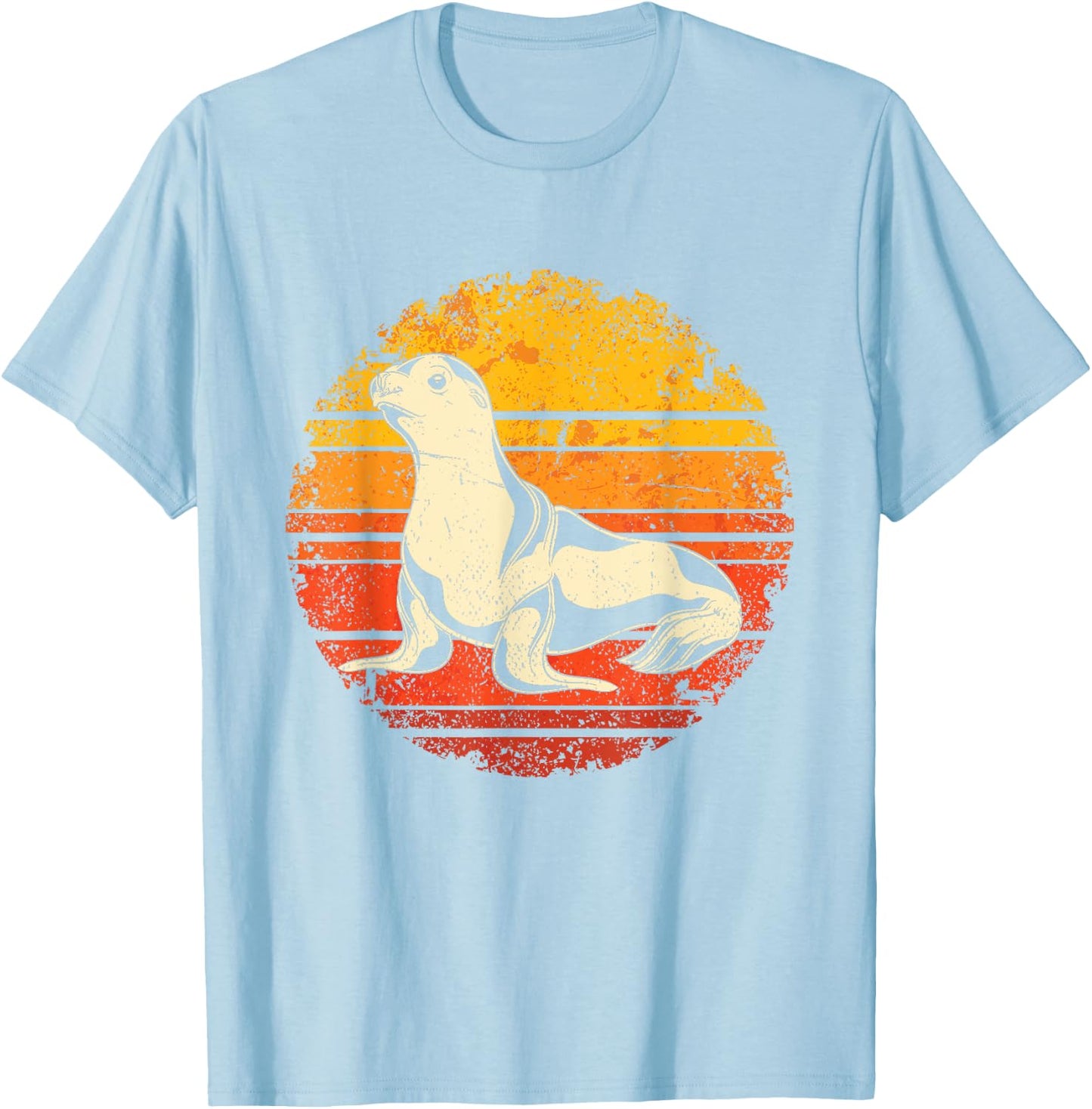 Retro Sea Lion T-Shirt - T-Shirt | Light Blue