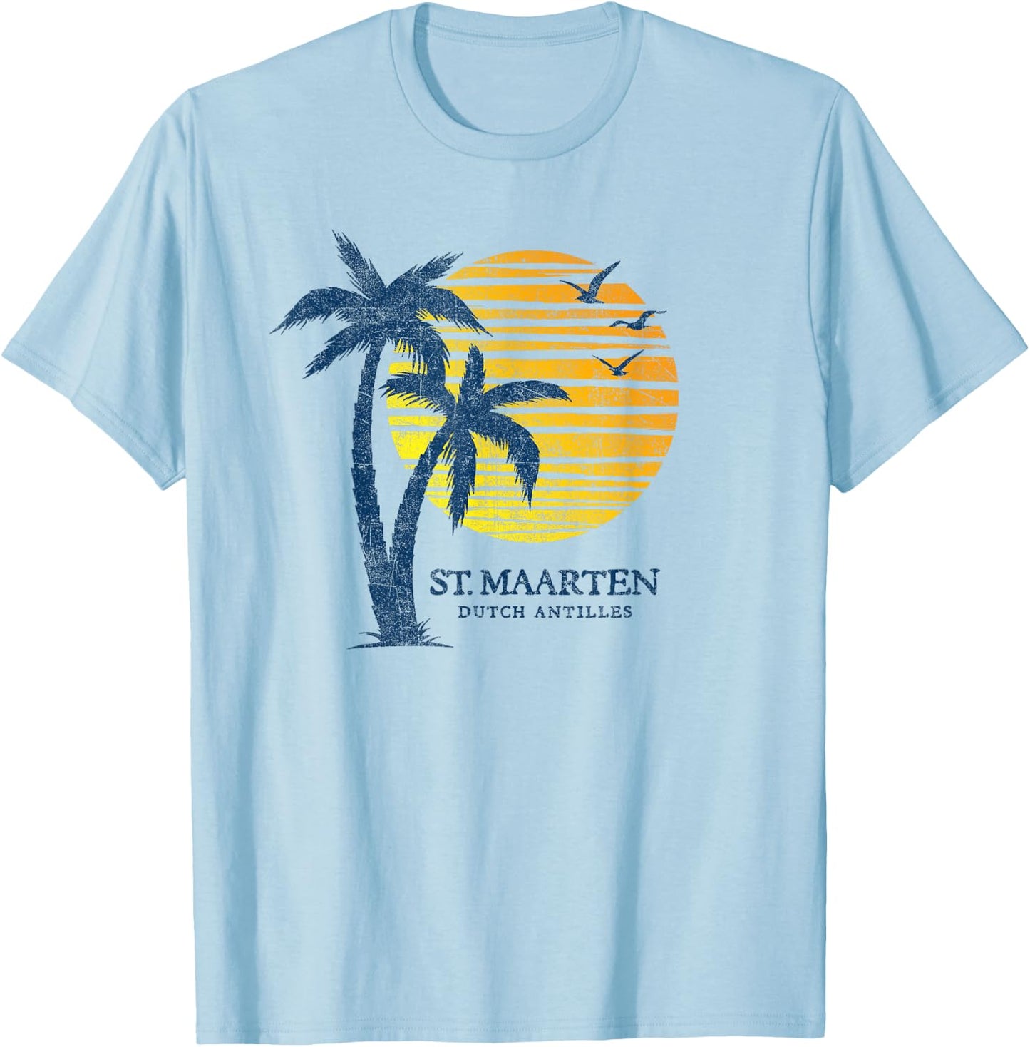 St. Maarten Dutch Antilles Beach Sunset Souvenir T-Shirt - T-Shirt | Light Blue