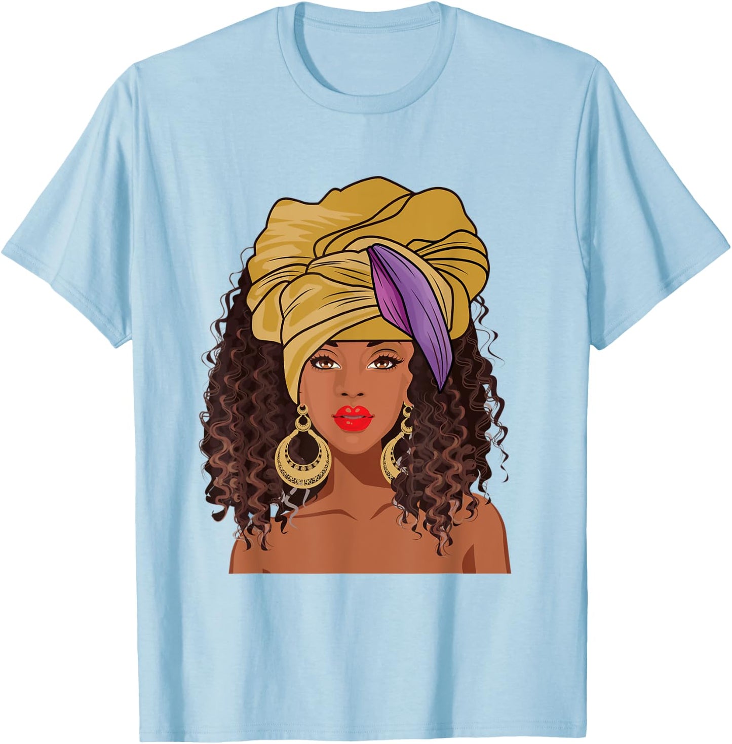 Black History Month African American apparel Afro Hair face T-Shirt - T-Shirt | Light Blue