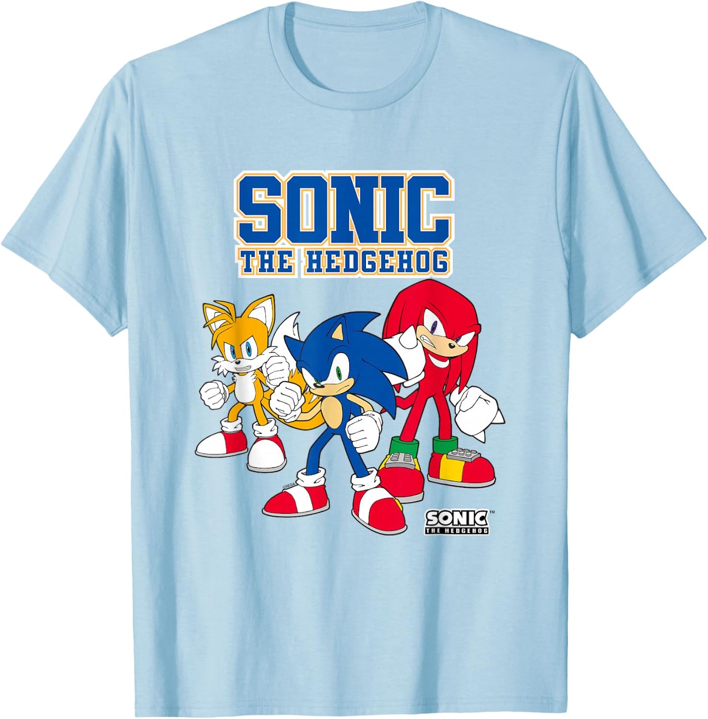 Sonic The Hedgehog Main Trio Heroic Poses Group Shot T-Shirt - T-Shirt | Light Blue