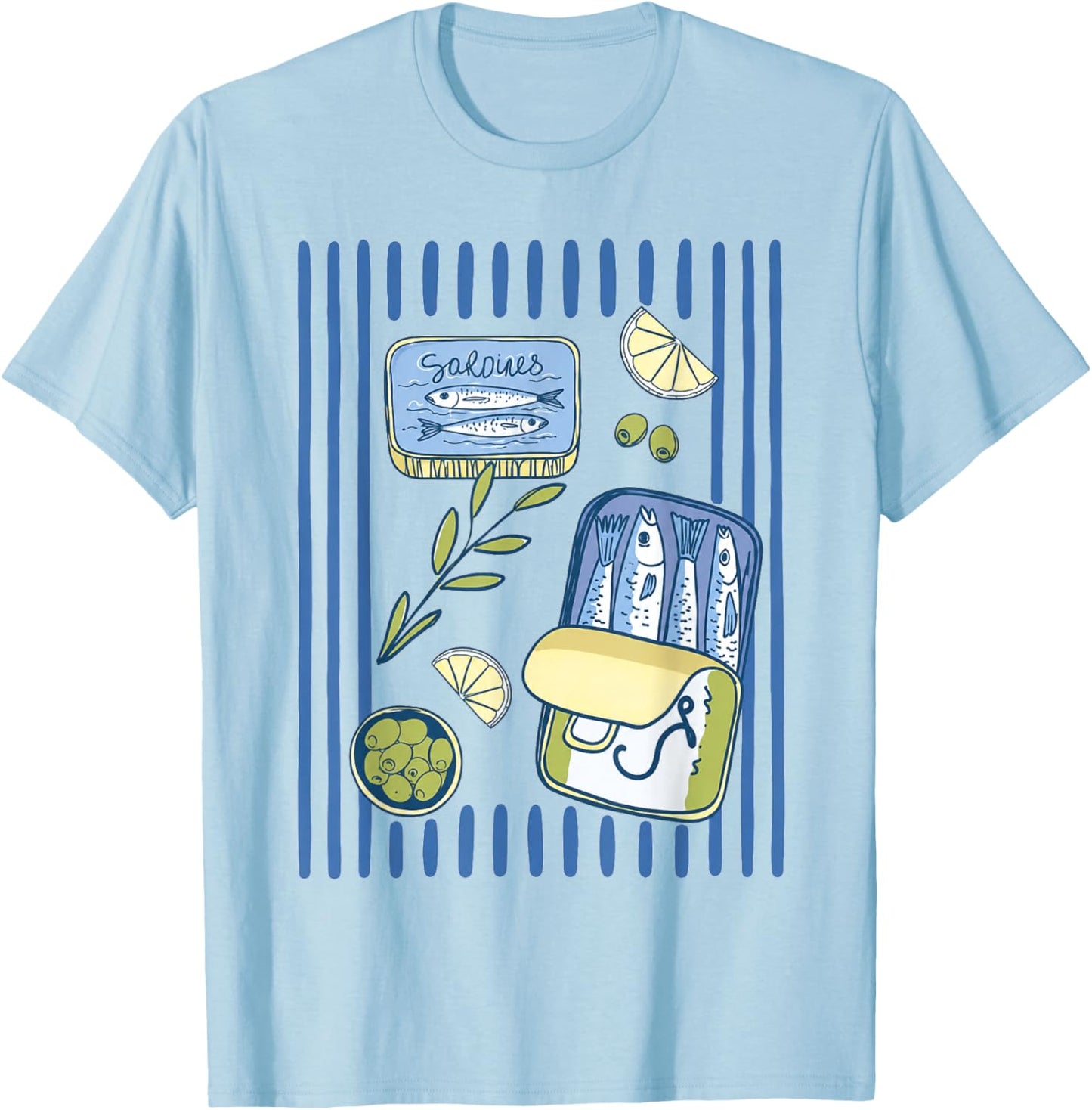 Retro Graphic Fish Sardines Tinned Summer Women Kid T-Shirt - T-Shirt | Light Blue