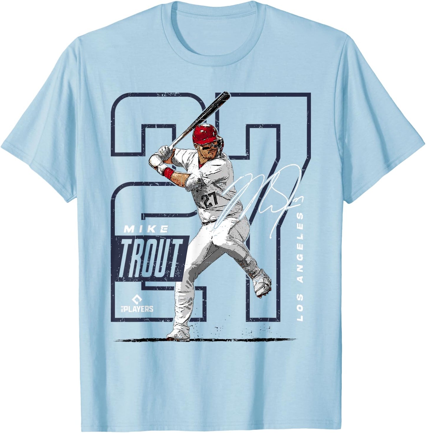 Mike Trout | Los Angeles Baseball MLB Players | MLBTRO4004 T-Shirt - T-Shirt | Light Blue