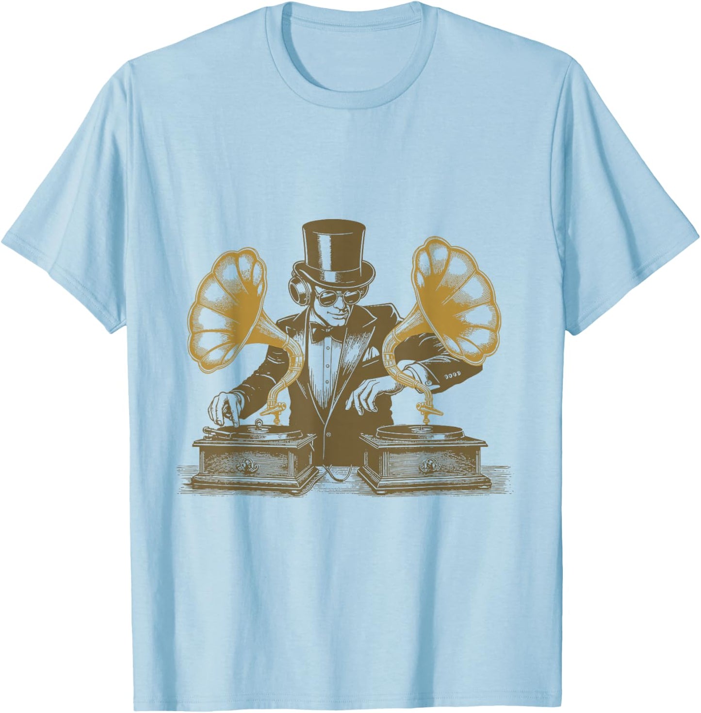 Gramophone Vinyl DJ Shirt Retro Vintage DJ - Drop The Beat T-Shirt - T-Shirt | Light Blue