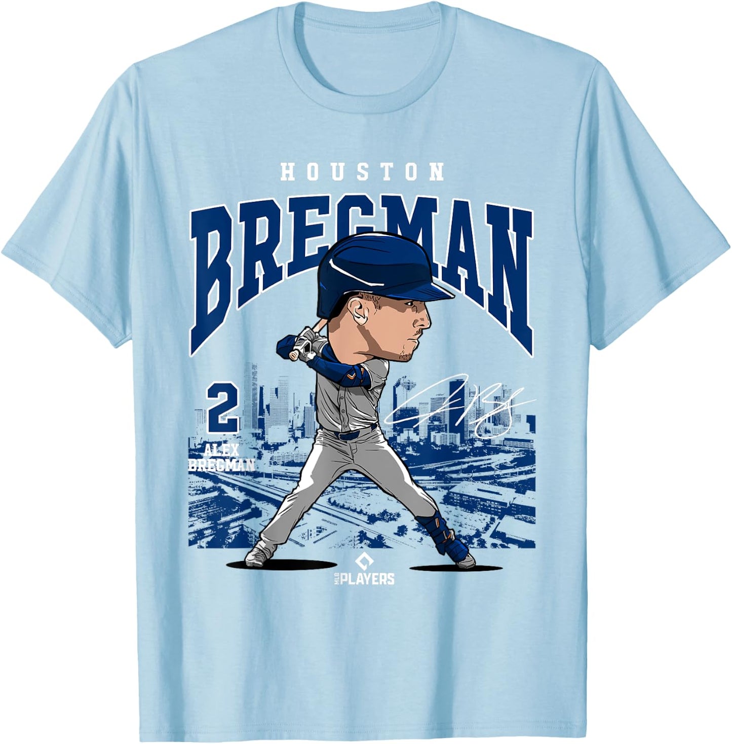 Alex Bregman | Houston Baseball MLB Players | MLBBRE4063 T-Shirt - T-Shirt | Light Blue
